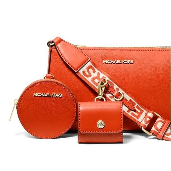 New Michael Kors Jet Set Travel Small Crossbody with Tech Attachment Red Clay - Picture 3 of 4